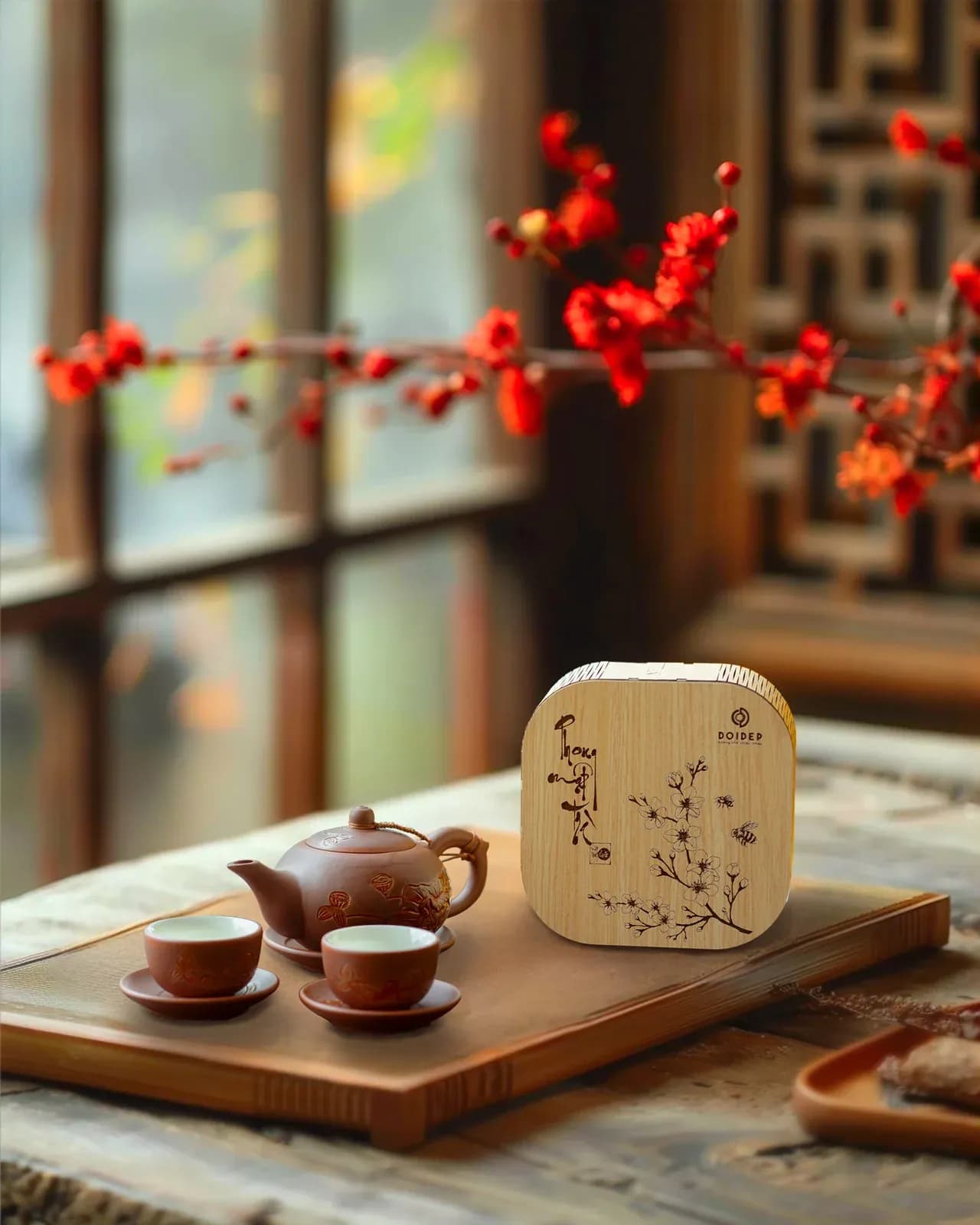Bộ ấm chén Bát Tràng Tống full sen