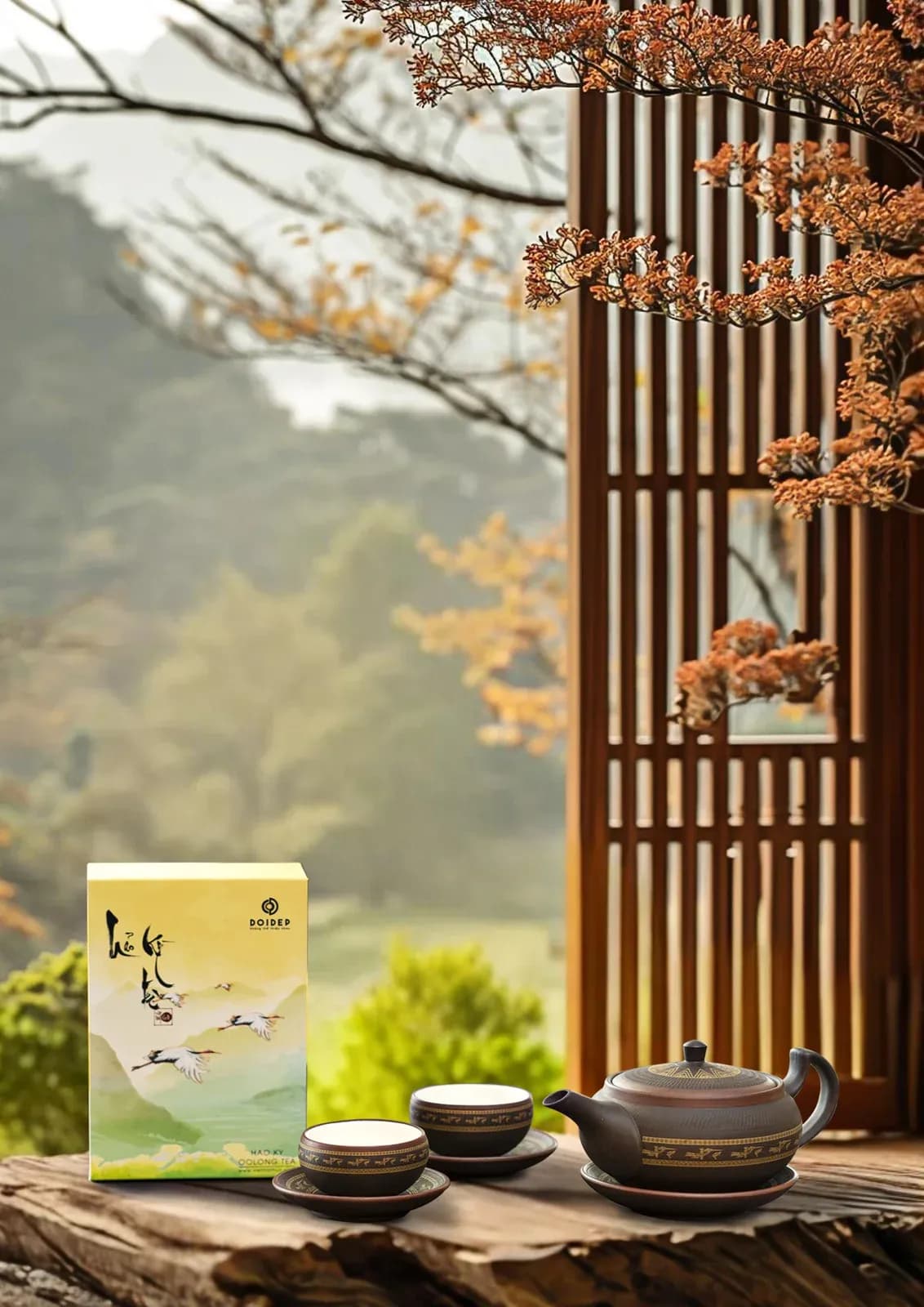 Bộ ấm chén Hồng Sa Bát Tràng thần nâu sơn